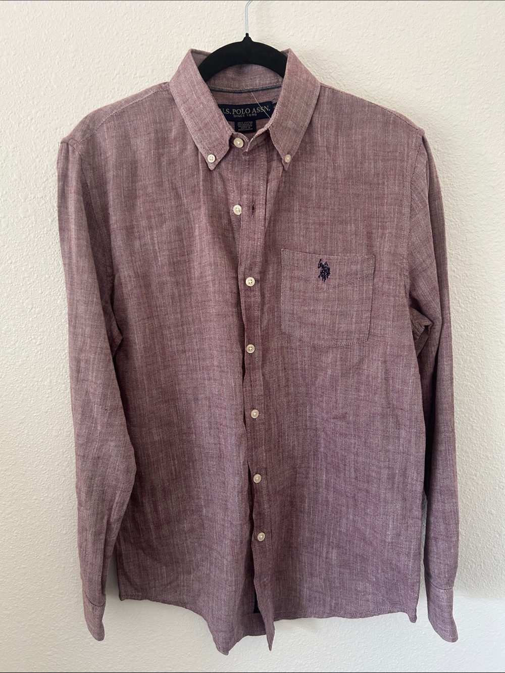 U.S. Polo Assn. Burgundy Cotton Button-Down Shirt - Picture 2 of 7